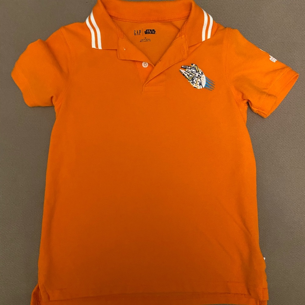 Gap Star Wars Boys Orange Polo Millennium Falcon
